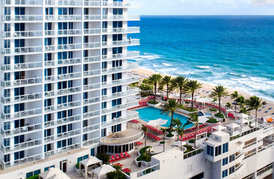 Beachfront resort pool deck overlooking the Atlantic in Fort Lauderdale